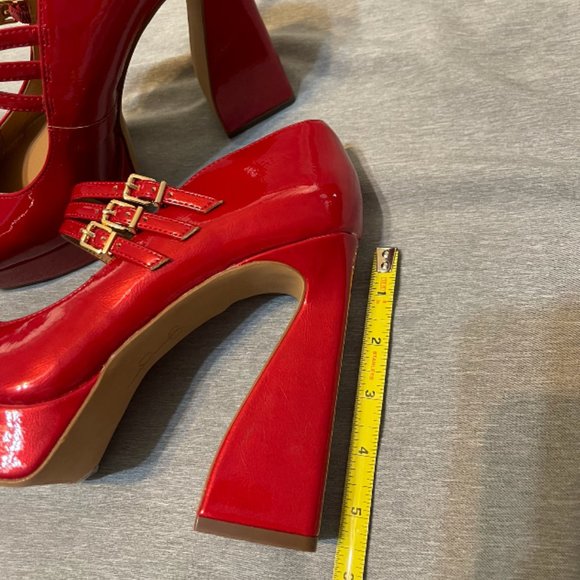 Jessica Simpson Mary Jane Platform Pumps Womens 8 1/5 Strappy, New, Red - Picture 5 of 10